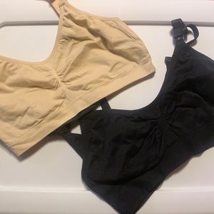 TWO Nursing Bras, one Black and one nude, Size Large 34-36C
